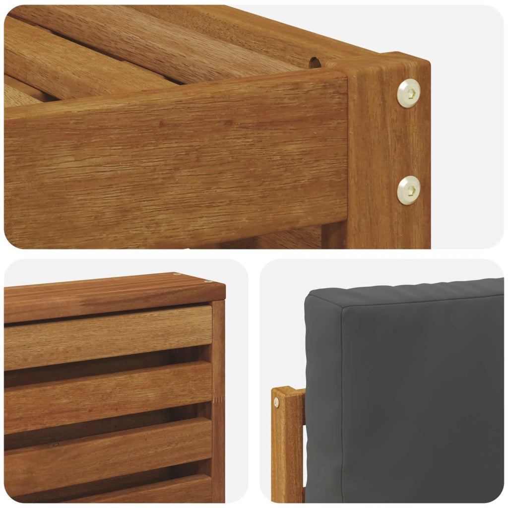 Set divani 8 pcs Naturale e Antracite Legno di Acacia Massello 3374497