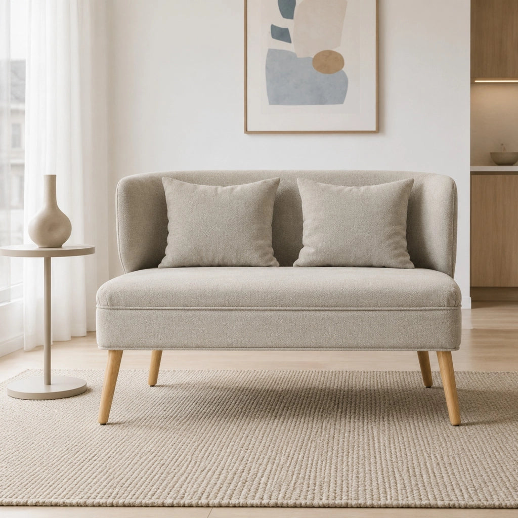 Divano 2 posti compatto in ciniglia beige 117 cm