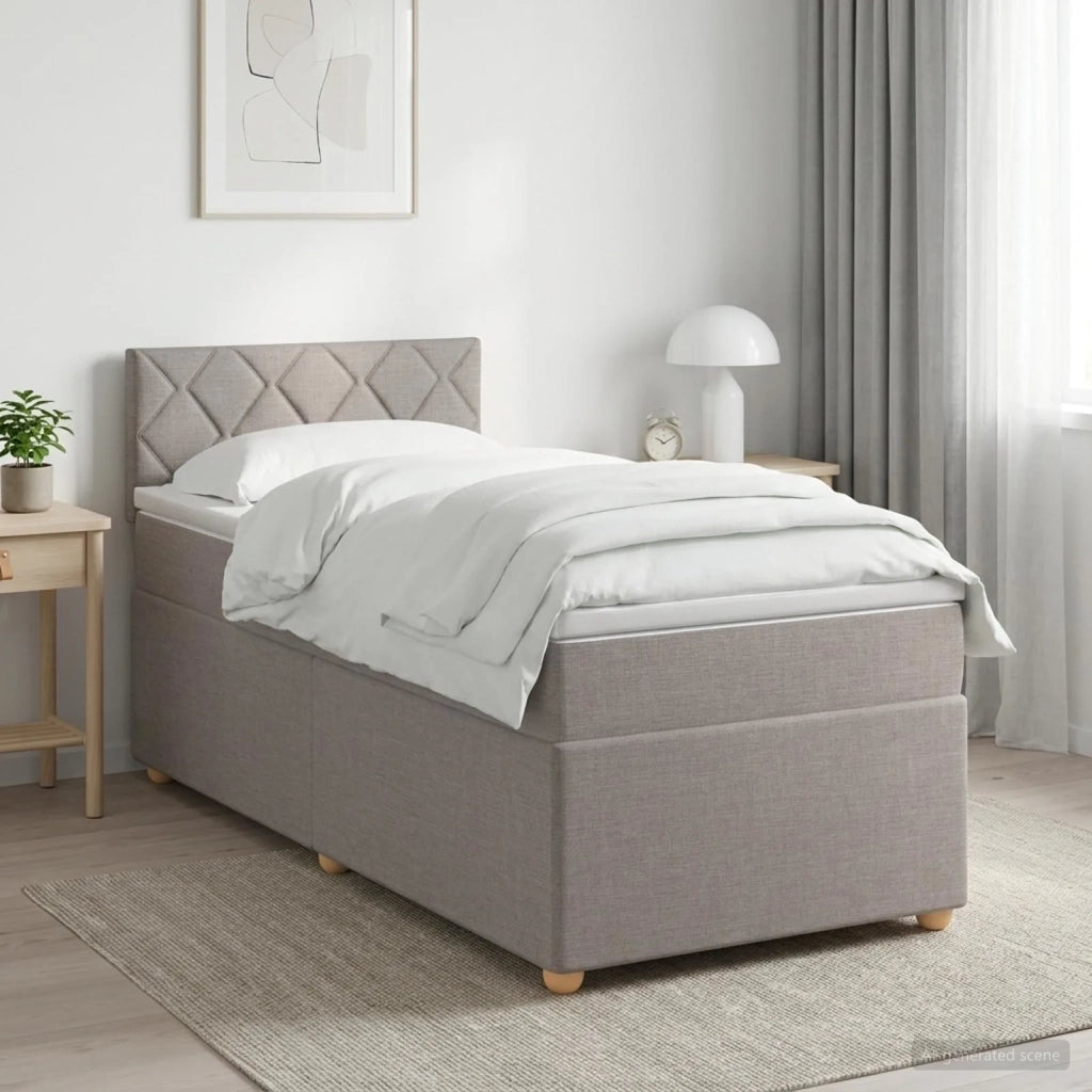 Letto box spring con materasso Tortora 100 x 200 cm Tessuto 3450899