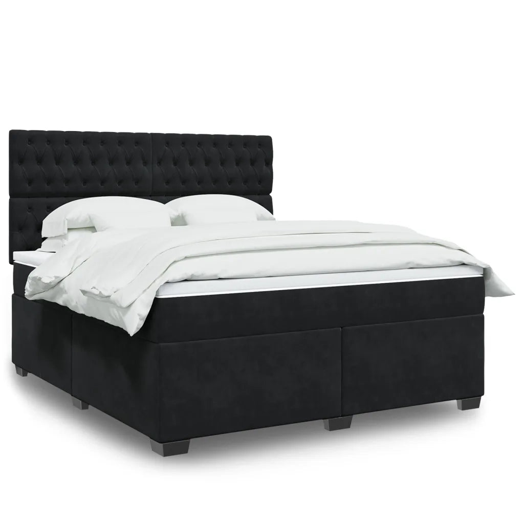 Giroletto a Molle con Materasso Nero 180x200 cm in Velluto 3293286
