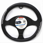Trade Shop - Coprivolante Universale Fodera Sterzo Per Auto 38 Cm Nero Con Dettagli Cv-23 -