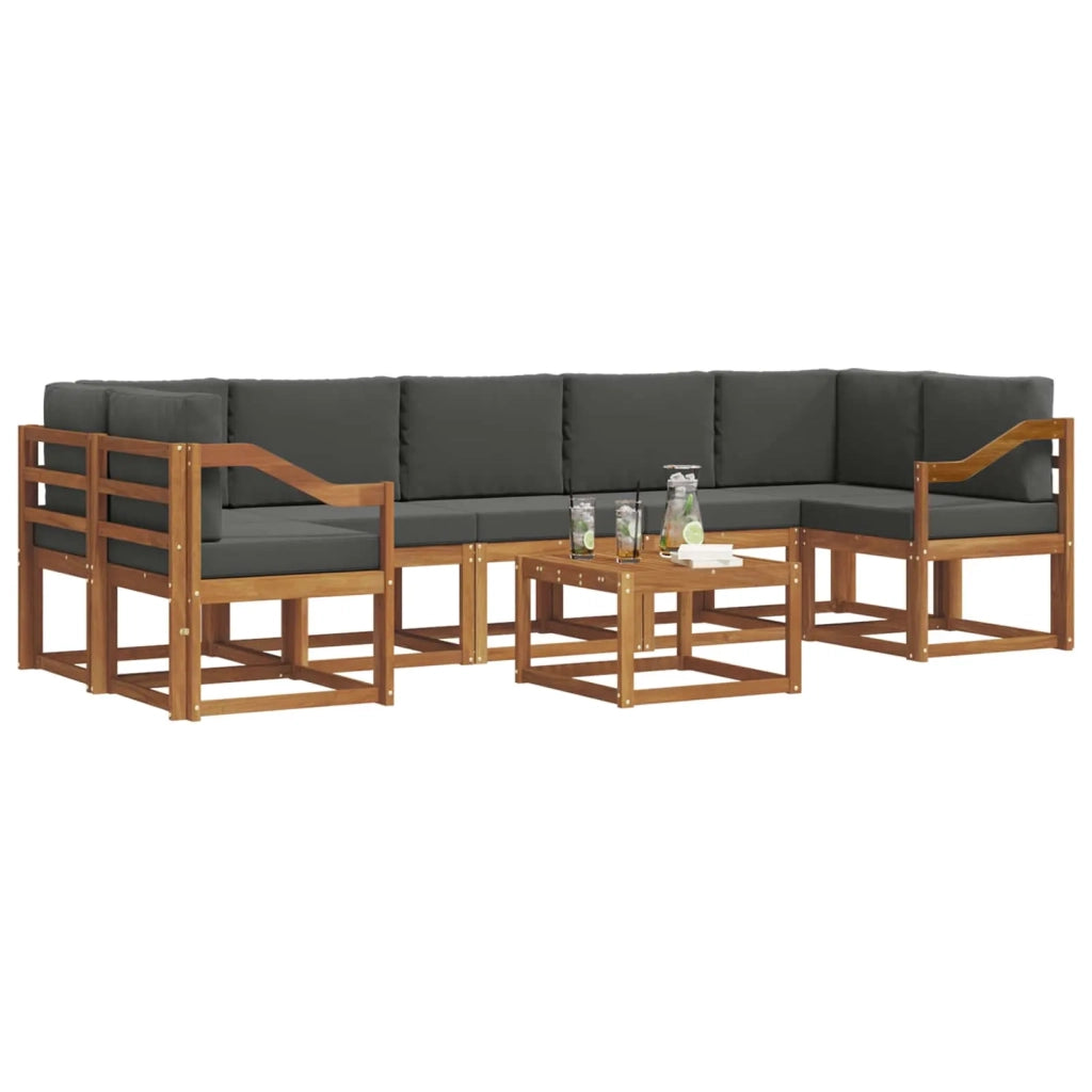 Set di divani da esterno con cuscino 8 pcs Naturale e Antracite