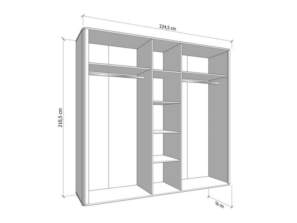 Armadio Camera da Letto Orsogna, Guardaroba Grande 6 Ripiani, 224.5x210.5h cm Bianco Crema