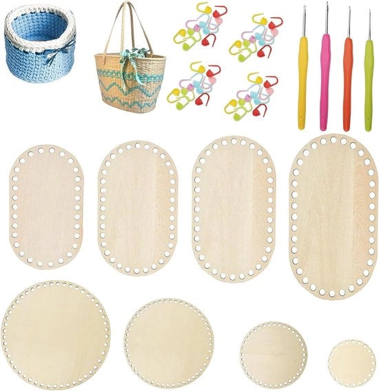 Set di Basi per Mandola con Tessuto e Ago, Basi in Legno Naturale per Mandola, Diverse Dimensioni, Mandola e Artigianato DIY, Hacking e Attività Creative
