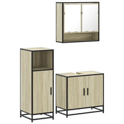 Set Mobili da Bagno | Armadio da bagno 3 pz Rovere Sonoma in Legno Multistrato