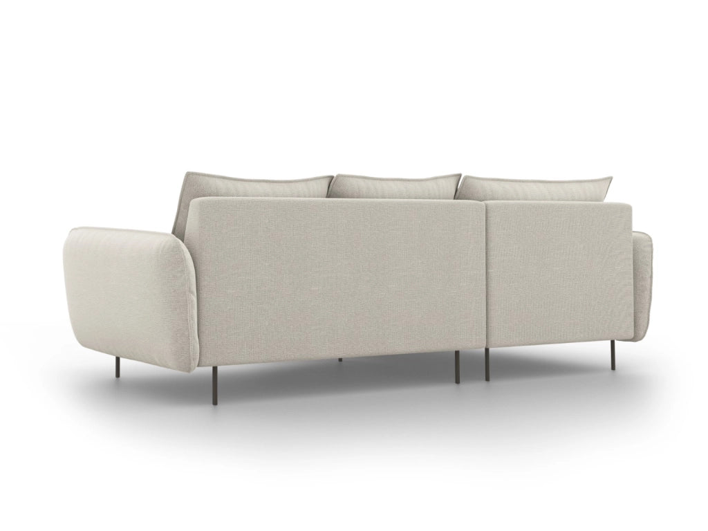 Cosmopolitan Design - Divano angolare sinistro "Vienna" 5 posti in tessuto strutturato beige chiaro 