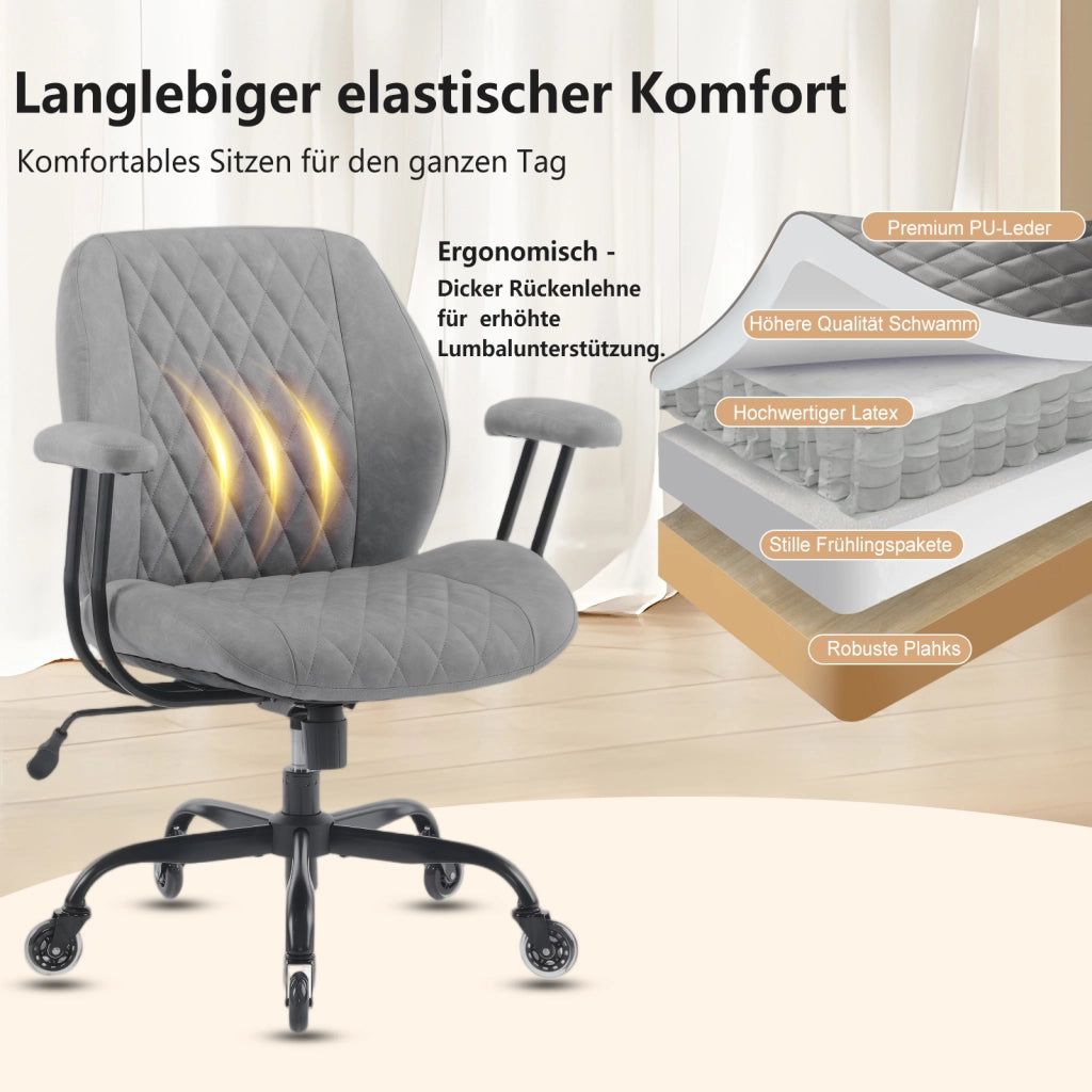 Sedia da ufficio ergonomica grigia con supporto lombare