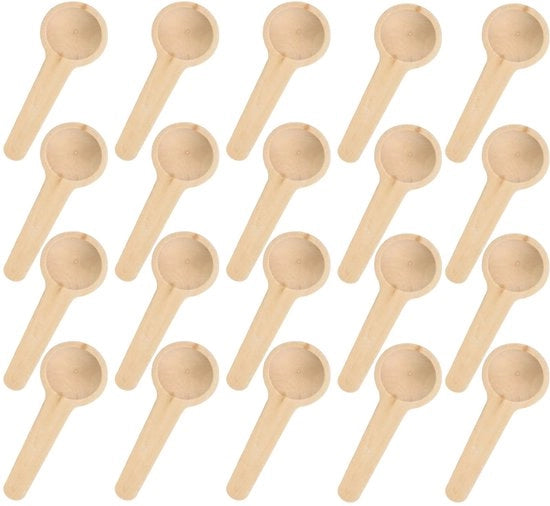 20 Lepelli in Legno a Sfera, Piccole Cucchiaini in Legno, Cucchiaio di Cucina in Legno, Piccola Cucchiaia per Erbe, Mini Cucchiaia per Jam, Cucchiaio per Dessert, Cucchiaio per Zucchero, Cucchiaio per Caffè, Cucchiaio per Tè