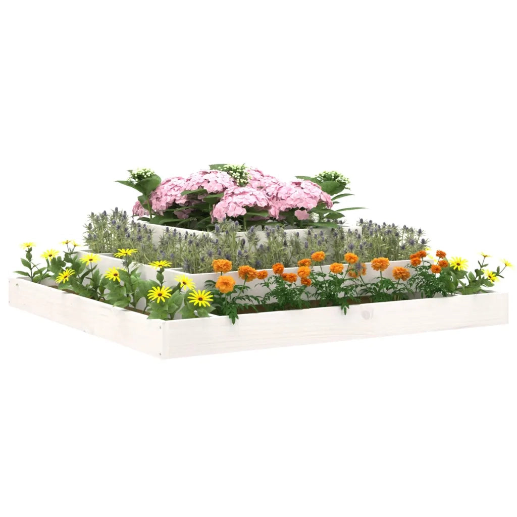 Fioriera | Cassetta per fiori | Vaso Bianca 110x110x27 cm in Legno Massello di Pino