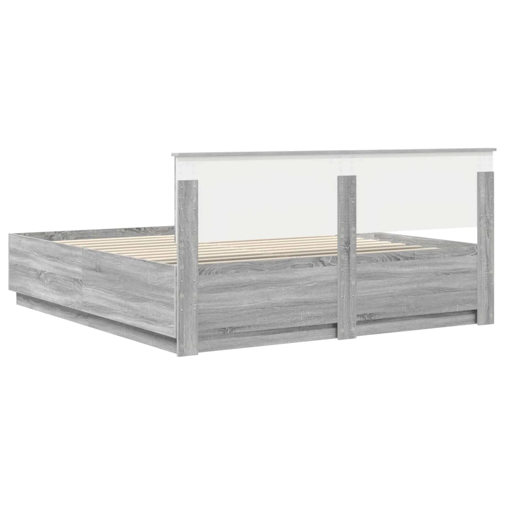 Struttura del letto con testiera Grigio Sonoma 200 x 200 cm 3408045
