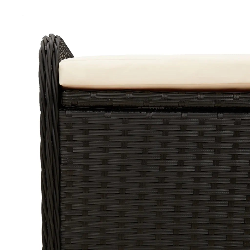 Cassapanca con Cuscino-Baule-Panca con ContenitoreNera 80x51x52 cm in Polyrattan