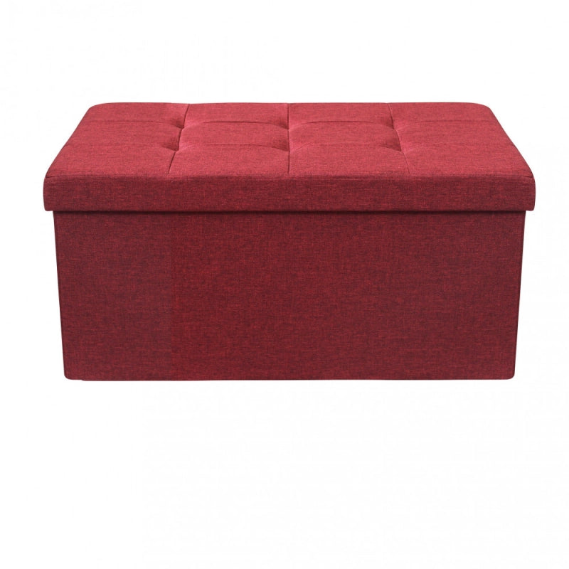 POUF CONTENITORE RETTANGOLARE IN STOFFA BORDEAUX
