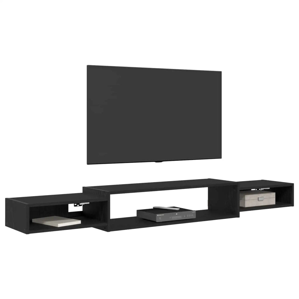 Mobile TV da Parete A parete Rovere Nero 180 x 28 x 21 cm