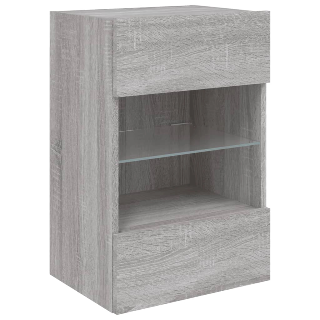 Mobile TV multimediale mensola TV credenza mobile TV parete attrezzata per sala da pranzo soggiorno camera da letto con luci LED Sonoma 40 x 30 x 60,5 cm grigio 02_0028047