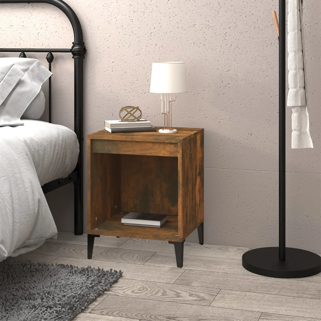 Comodino | Armadio da Notte | Mobiletto da notte Rovere Fumo 40x35x50 cm