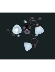 Plafoniera Rustica 3xE14 Traditio Ruggine Coppe Vetro Bianco Ø61 cm Trio Lighting