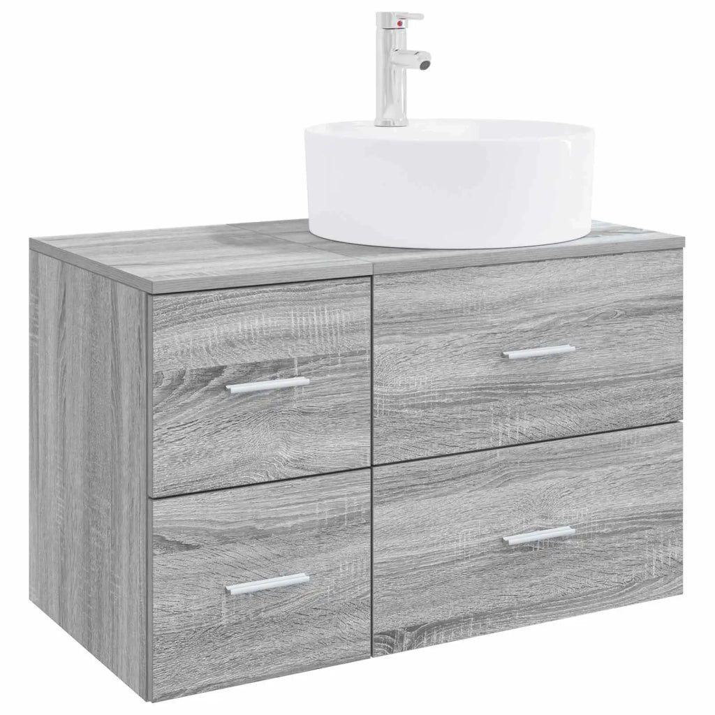 Set di mobili per il bagno 2 pz Sonoma grigio 3403989