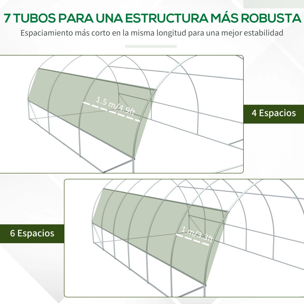 Serra da Giardino Tunnel 6x3x2 m ¨C zephmum ¨C Bianco con 12 Finestre a Rete
