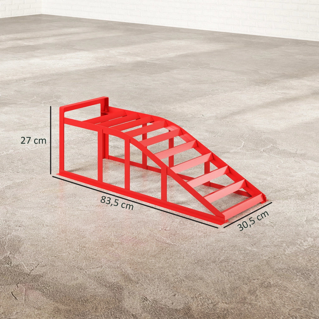 Rampa per Auto in Acciaio Antiscivolo ¨C Zephmum ¨C Rosso 83.5x30.5x27 cm