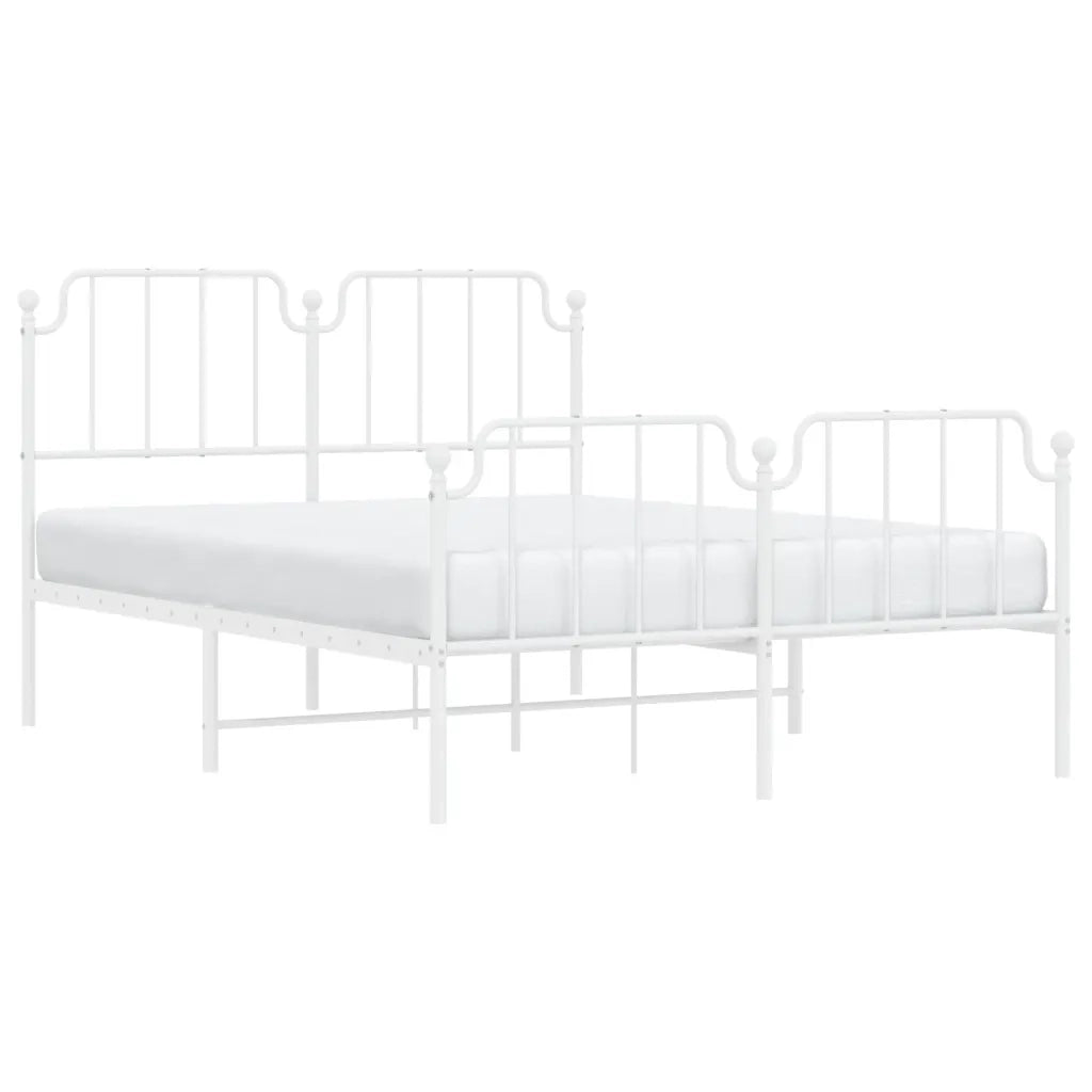 Giroletto con Testiera e Pediera Metallo Bianco 140x190 cm 373954