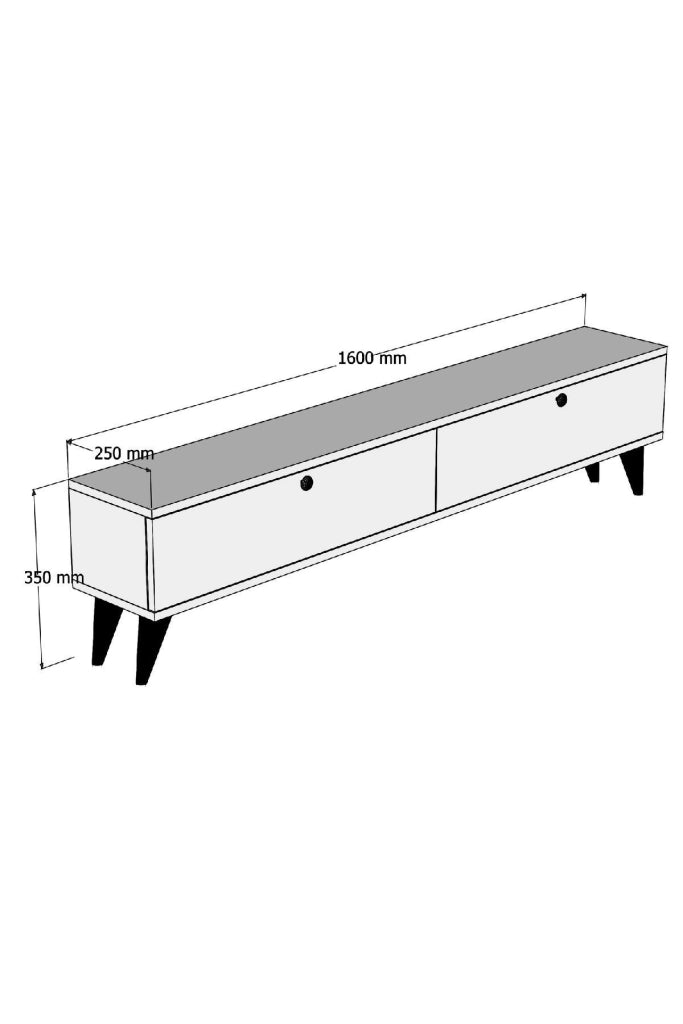 Porta TV in legno "Parlak" - 160 x 25 x 40 cm - Bianco