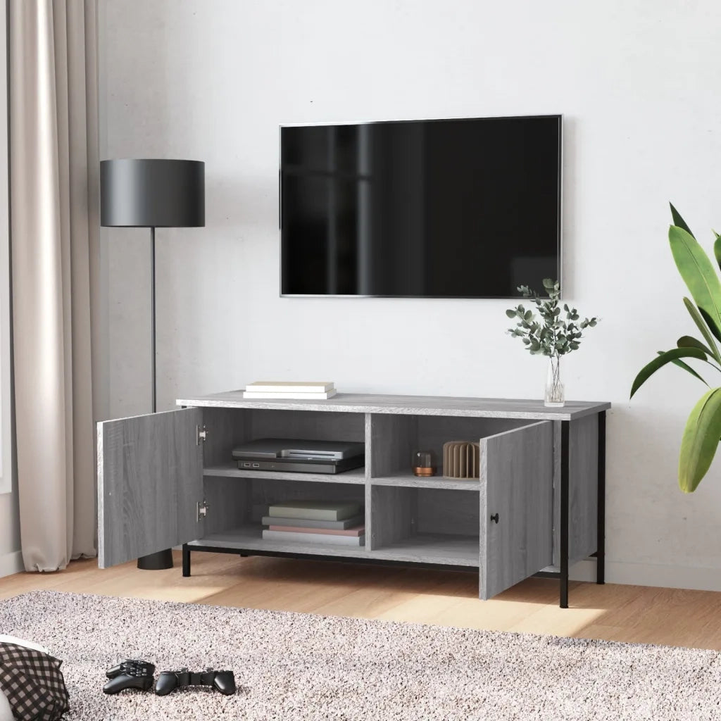 Mobile TV con Ante Grigio Sonoma 102x35x45 cm Legno Multistrato 826293