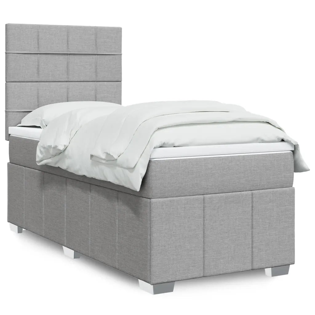 Giroletto a Molle con Materasso Grigio Chiaro 90x190 cm Tessuto