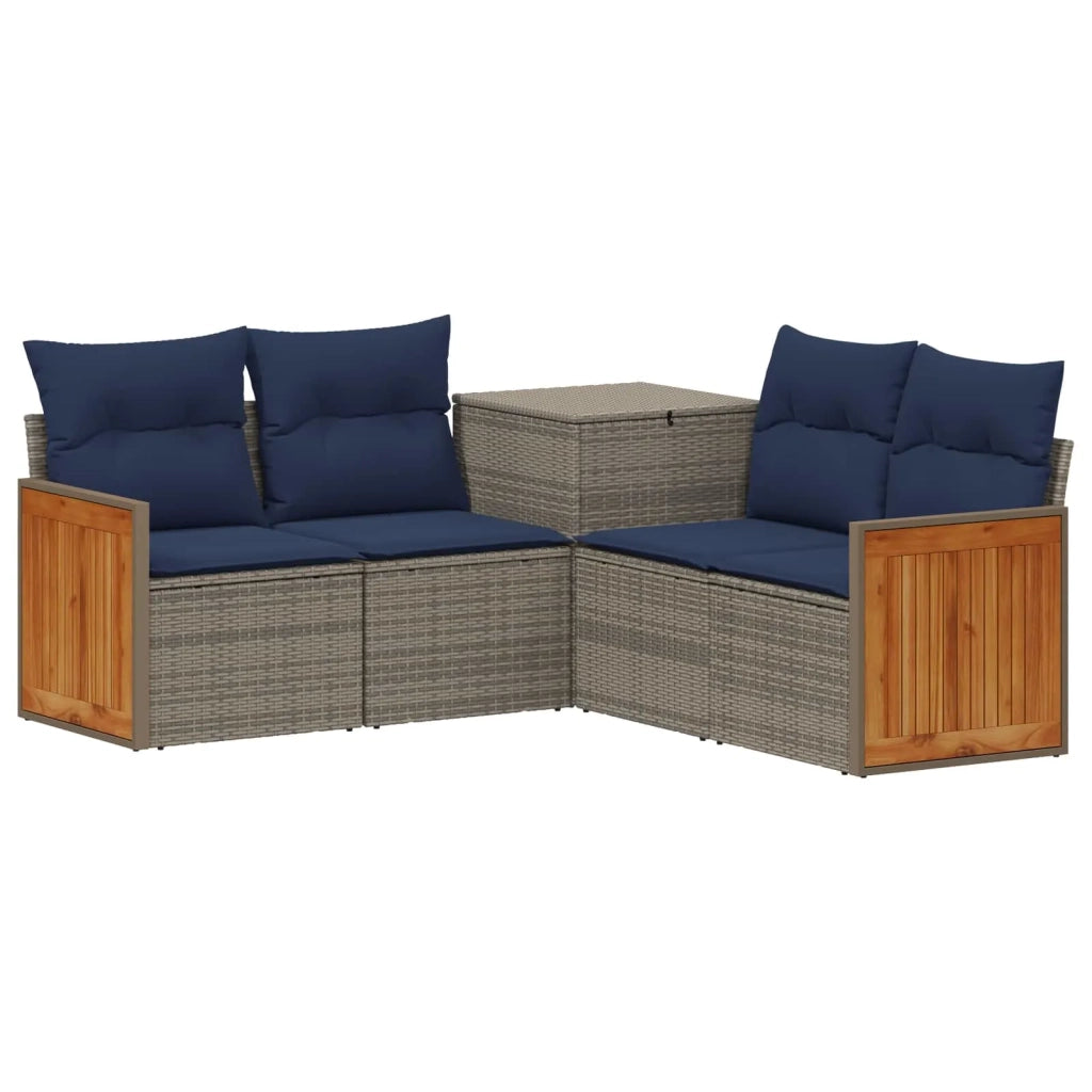 Set di divani 5 pz Grigio e Blu Navy Rattan sintetico e Acciaio 3447965