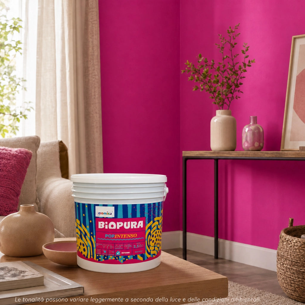 Popintenso palestra e decori interni pittura murale lavabile e coprente cromika *** formato 2.5 lt, colore- fucsia fo...