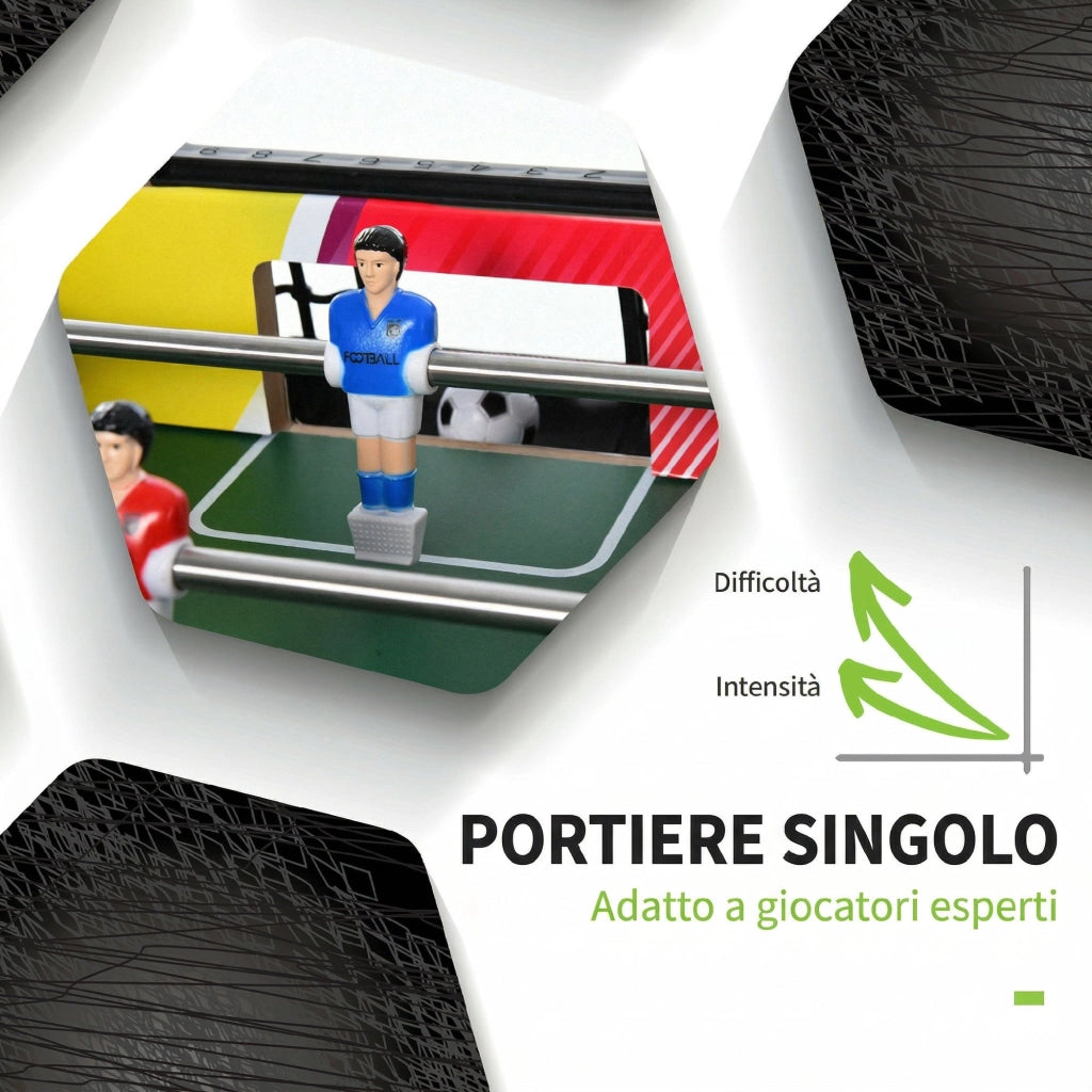 Calcio Balilla con 2 Tabelloni Segnapunti, in Legno, Acciaio Inox e Plastica, 86.5x43.5x63 cm, Multicolore