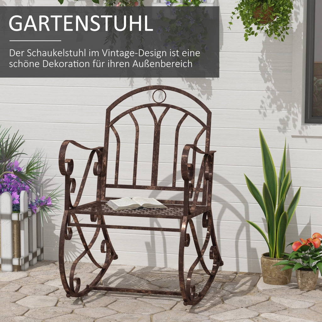Poltrona dondolo da giardino in rattan ¨C zephmum ¨C marrone e nero 61x79x90