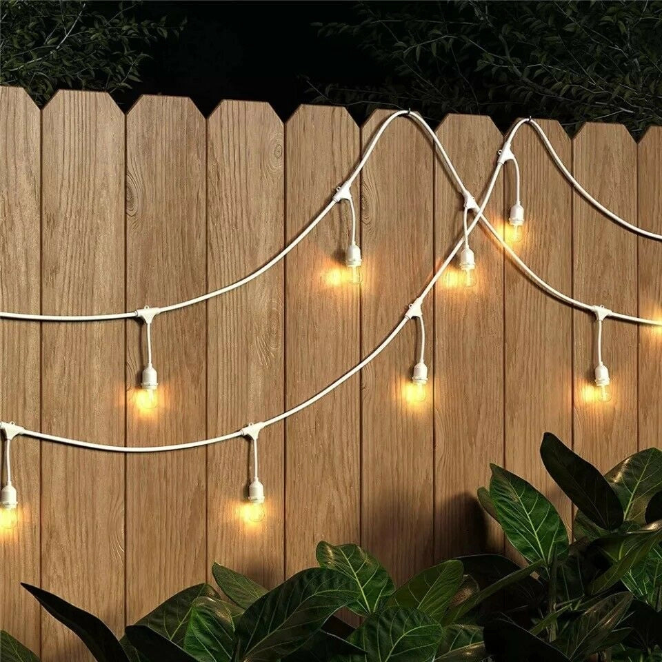 Catena di Luci Catenaria Luminosa Corda 10 Mt con Portalampada E27 Cavo Bianco