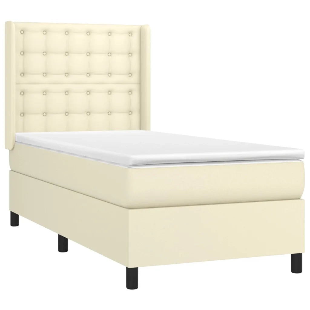Giroletto a Molle con Materasso e LED Crema 90x200cm Similpelle cod mxl 59137