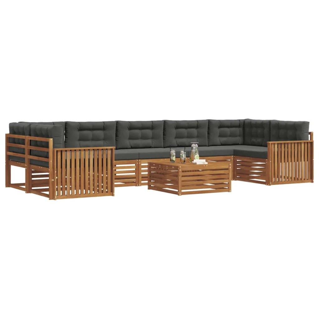 Set di divani da esterno con cuscino 8 pcs Naturale e Antracite 3373177