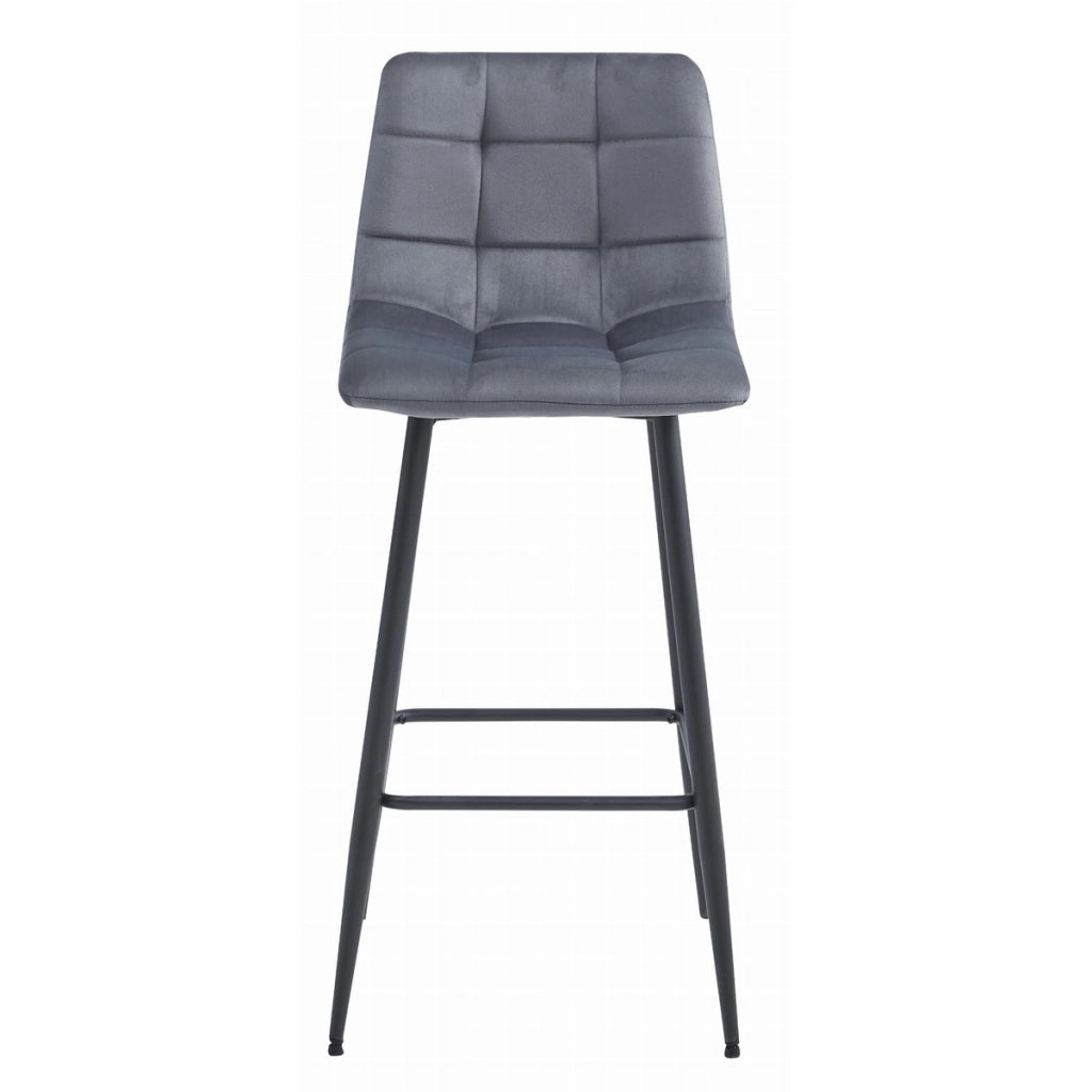Set di 2 sgabelli bar Arceto in velluto grigio scuro e metallo