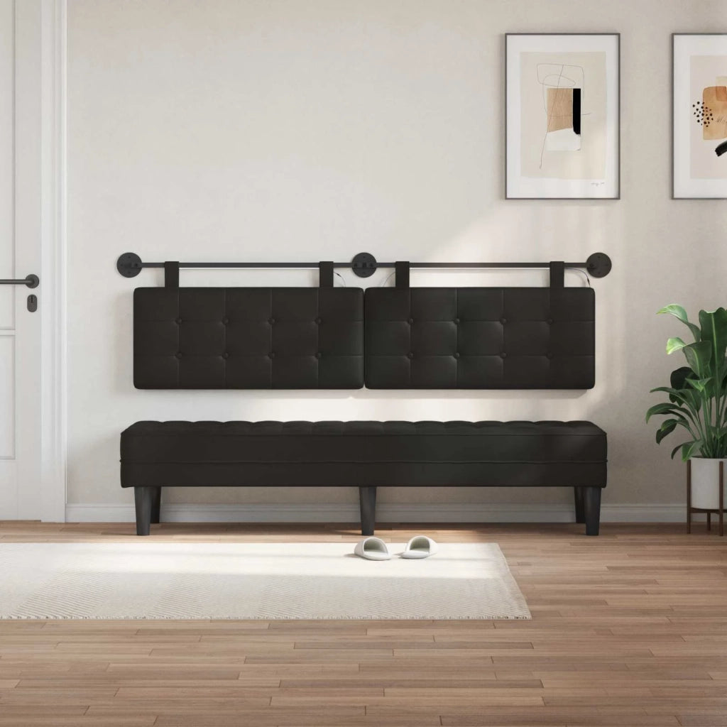 Testiera sospesa Con luce LED Nero Similpelle