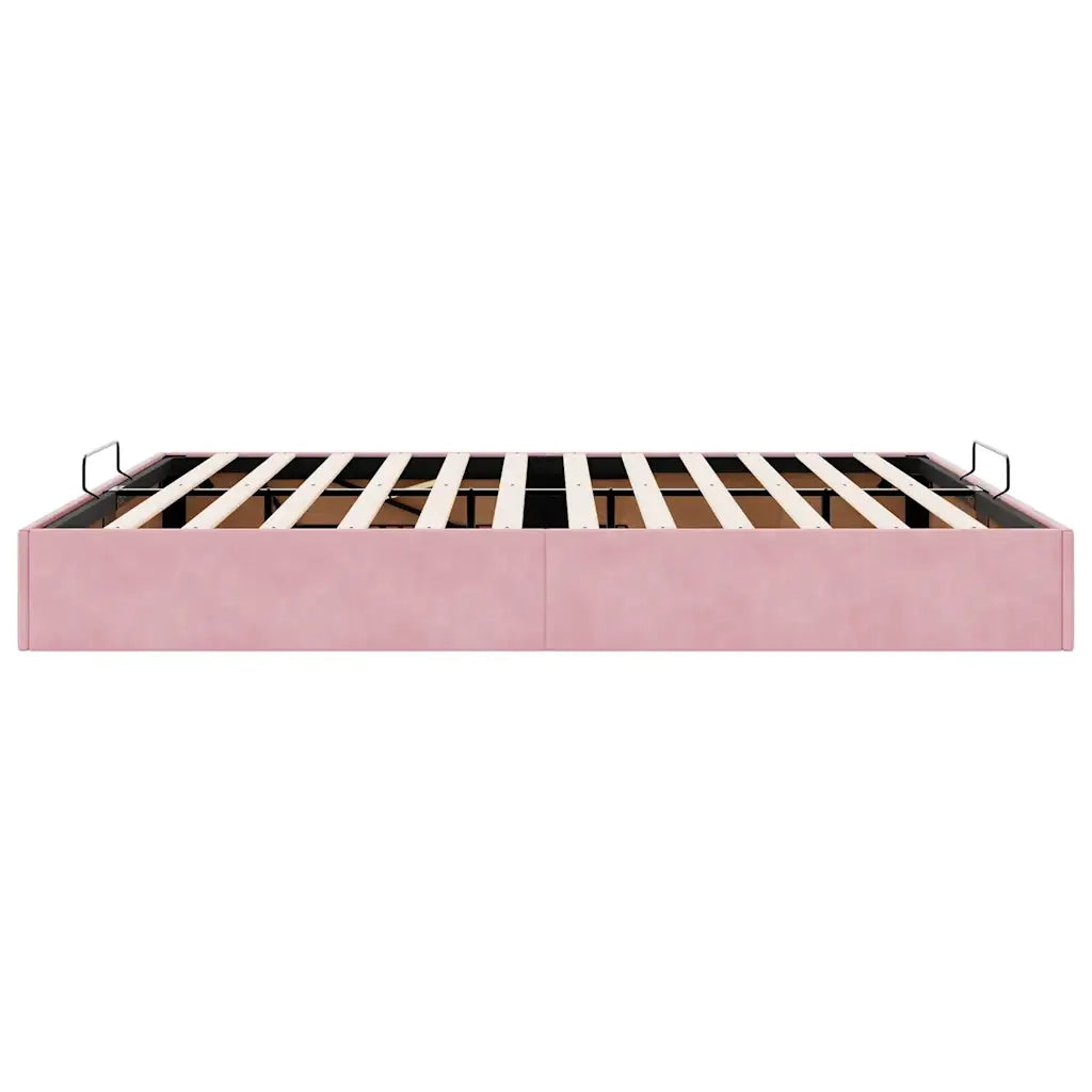 Struttura Letto Pouf senza Materasso-Giroletto Rosa 180x200 cm in Velluto