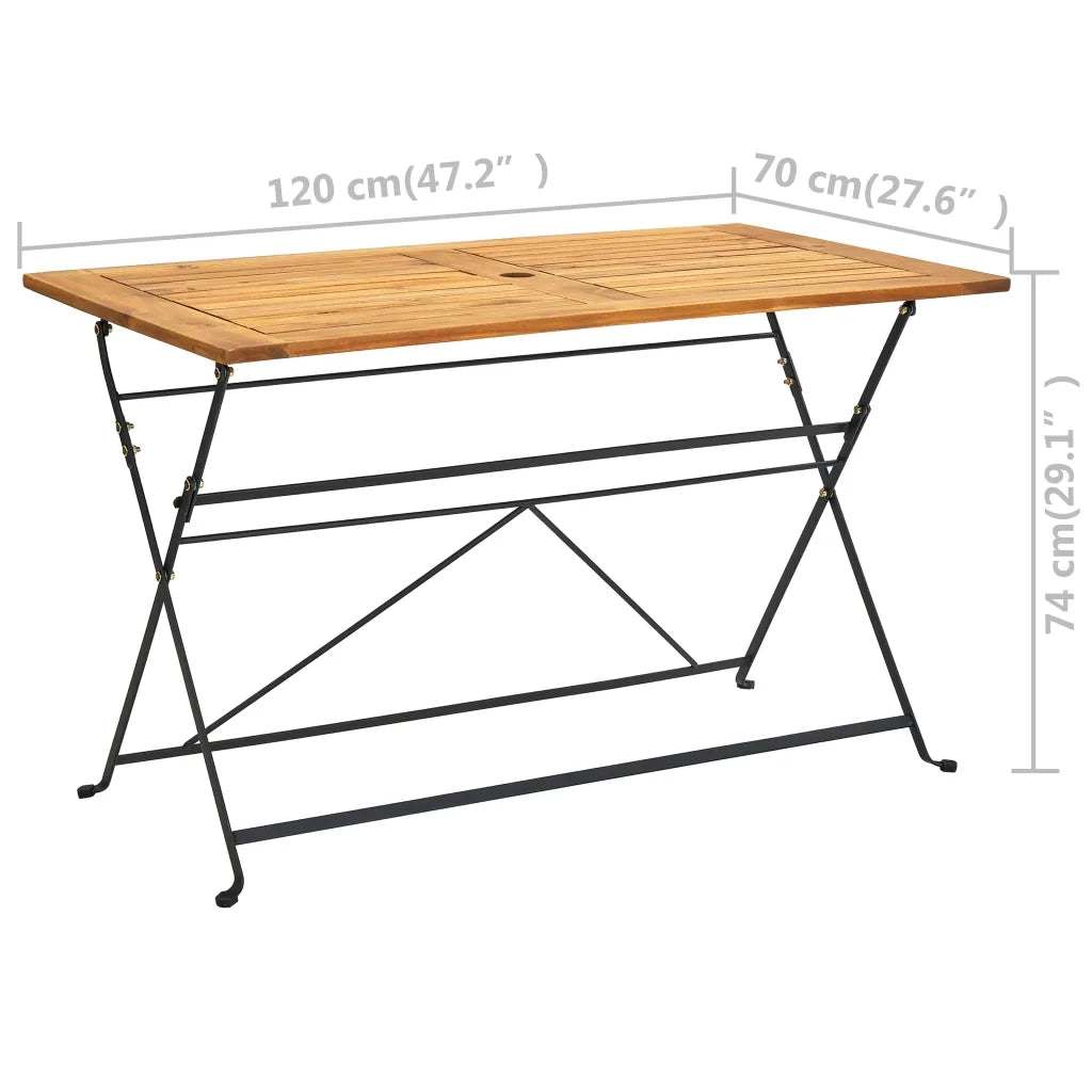 Tavolo da Giardino Pieghevole 120x70x74cm in Massello di Acacia cod mxl 43132