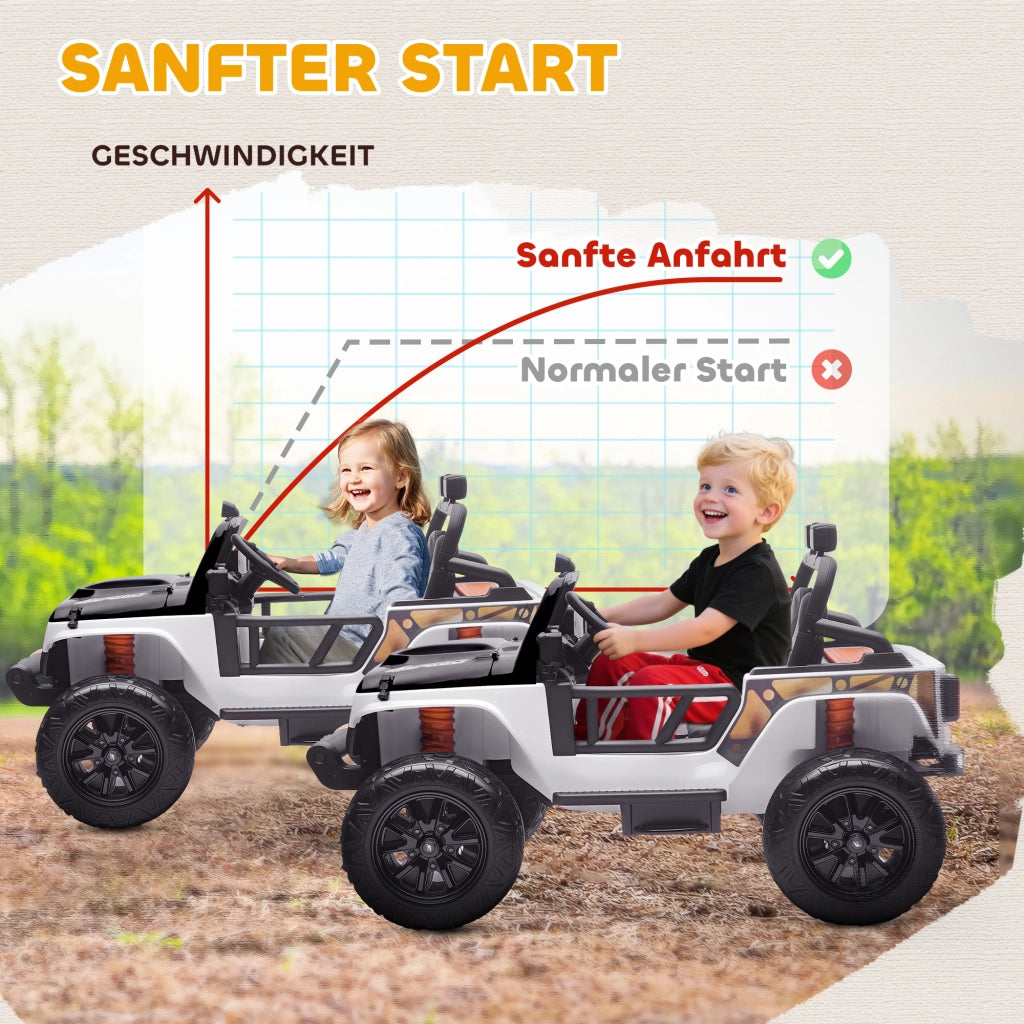 Auto Elettrica per Bambini 12V con Sedile Genitore ¨C Xylo ¨C Telecomando, Musica, LED, 3-8 Anni, Bianco