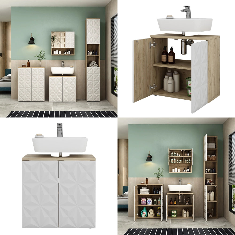 Vicco Mobile sottolavabo per bagno Bianco 60 x 57 cm con 2 porte