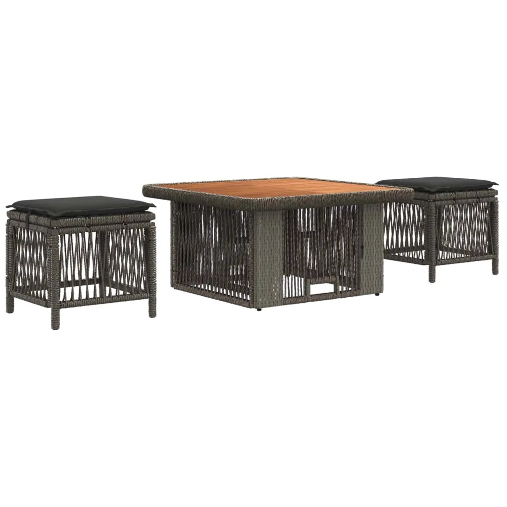 Set da Pranzo per Giardino 3 pz Grigio e Grigio Scuro 42026748