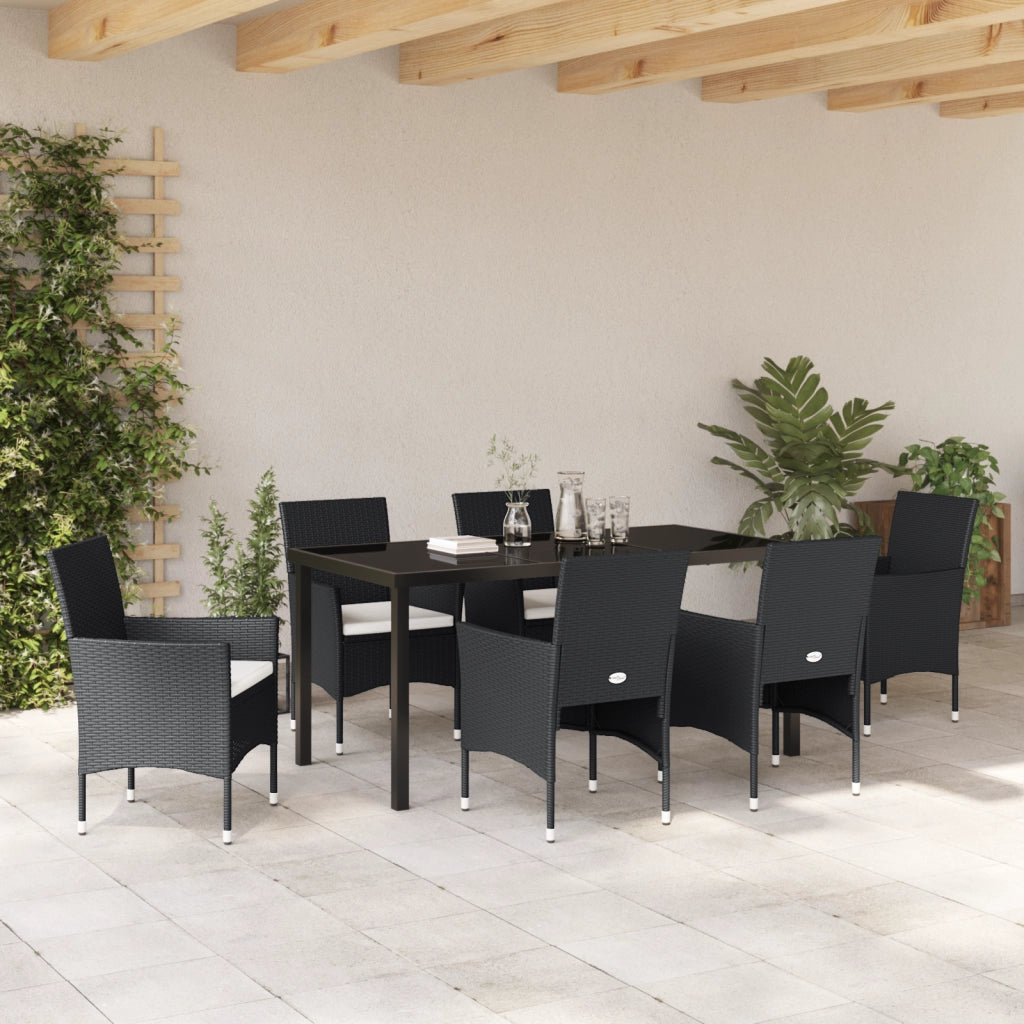 Set di Mobili da Giardino 7 Pezzi Nero Polyrattan