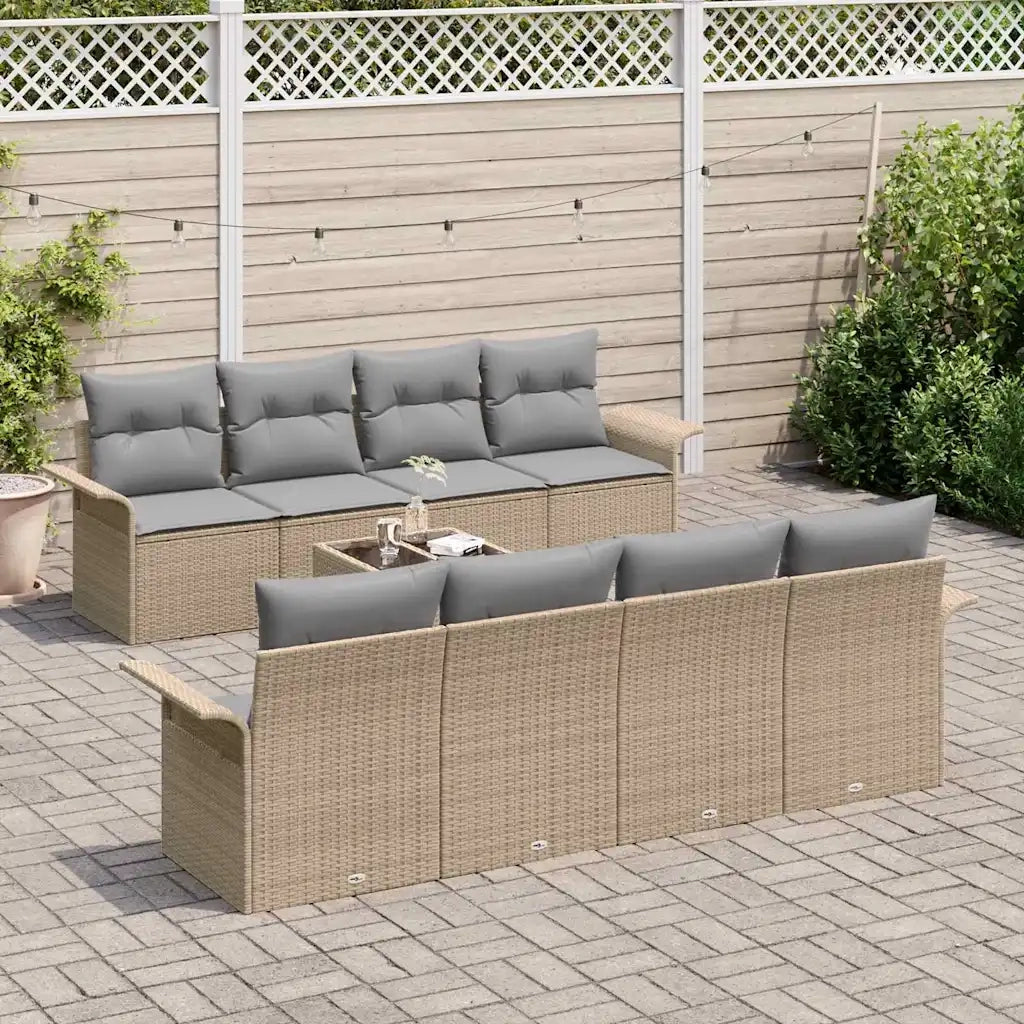 Set Divano da Giardino 9 pcs Beige e grigio polyrattan 3353959