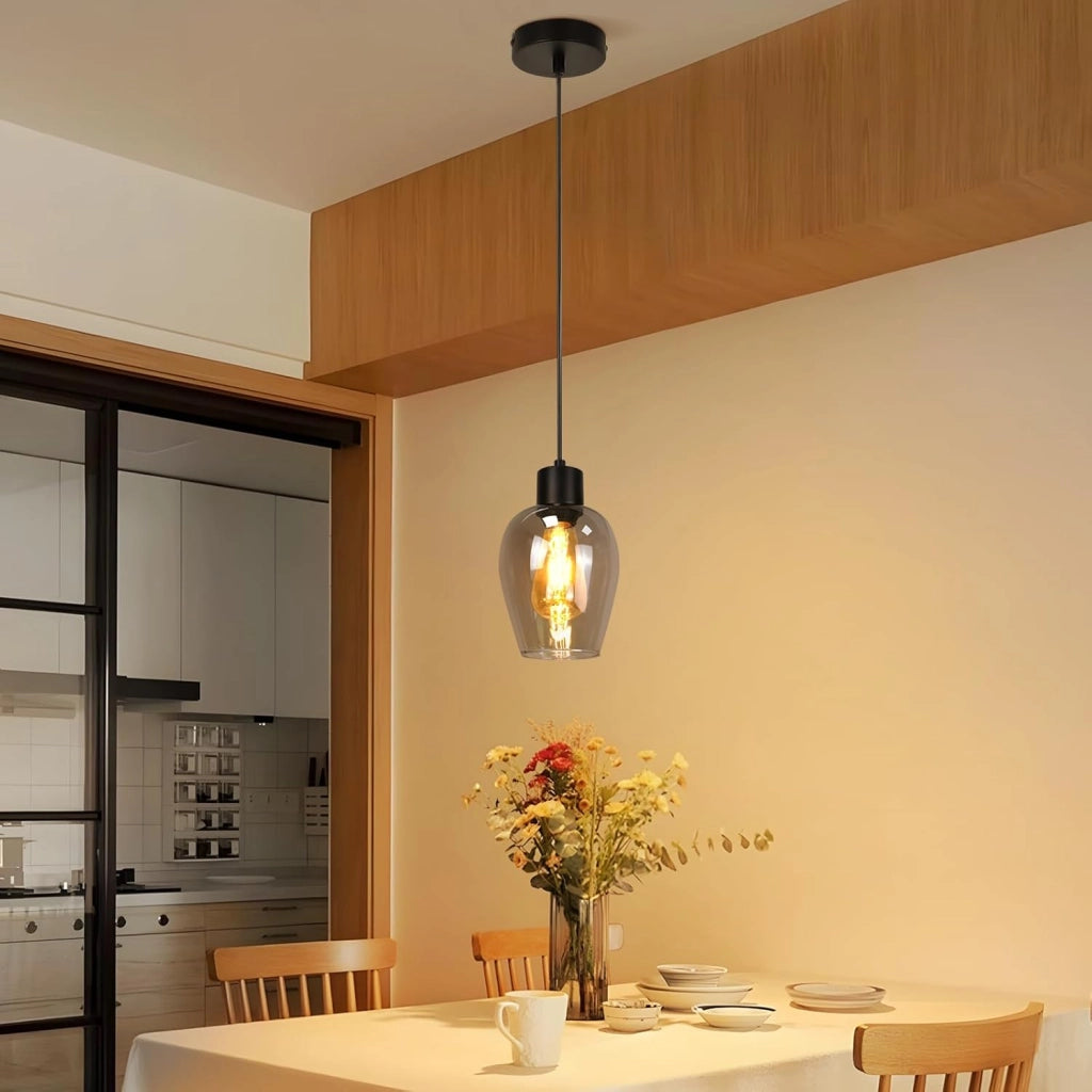 ZMH Lampada a Sospensione 1 Luce Vintage Vetro Fum¨¦ E27 per Sala da Pranzo Cucina Hotel Senza Lampadina