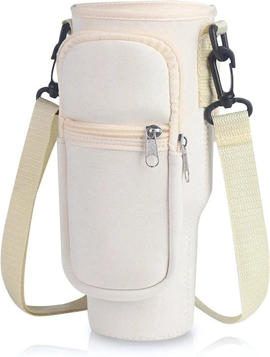 Tas daunenta per bottiglie d'acqua e Stanley Cup con cinturino e tasca per telefono, adatta per Stanley Cup 11 l tumbler - beige