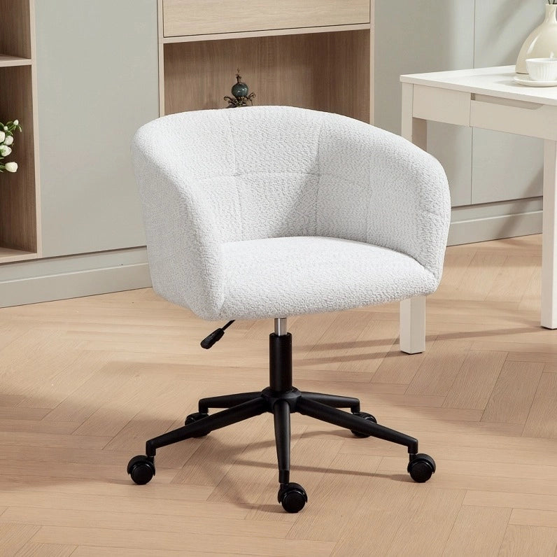Sedia da ufficio ULEVR girevole con braccioli, altezza regolabile 46-56 cm e ruote, bianco crema e nero