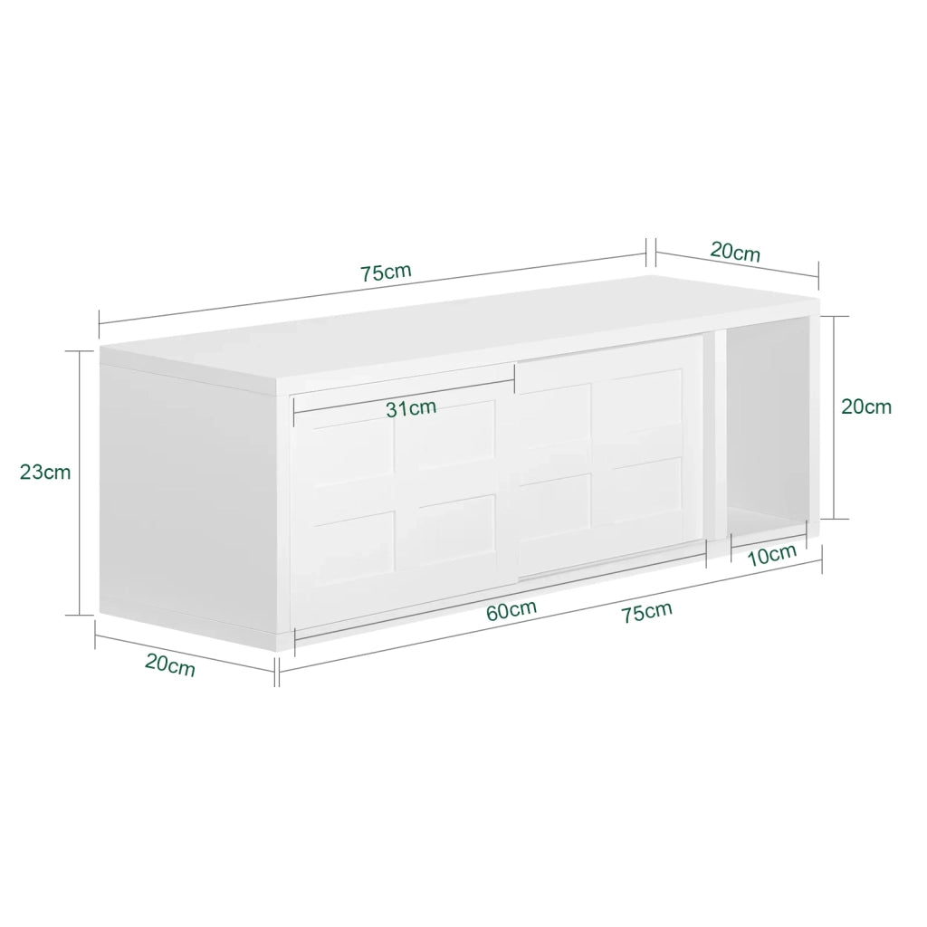 Pensile ingresso con ante scorrevoli Mensola Parete Portachiavi da muro Design Moderno Legno Bianco, FHK18-W