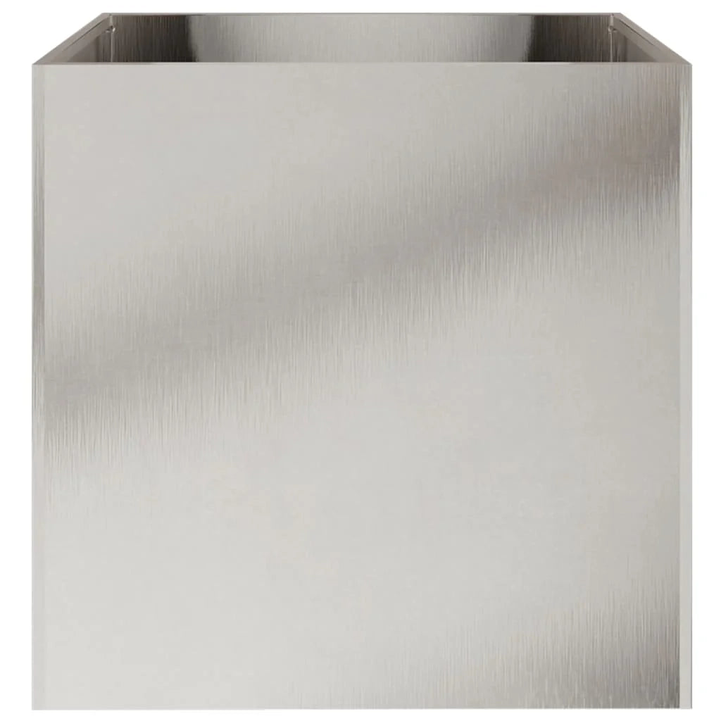 Fioriera/aiuola in acciaio inox argentato per piante fiori e patio/giardino 49 x 47 x 46 cm argento 02_0038071