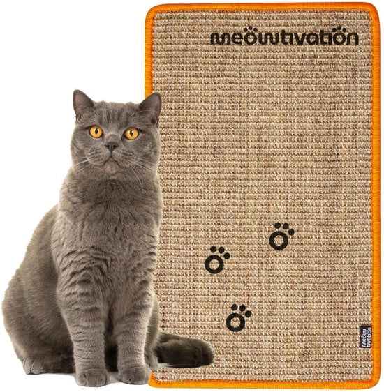 Mat per gatti - Sisal mat con zampe mobili, piastrelle di cricca naturali, arredamento per gatti sostenibile, mat sisal multifunzionale (50 x 30 cm, arancione)