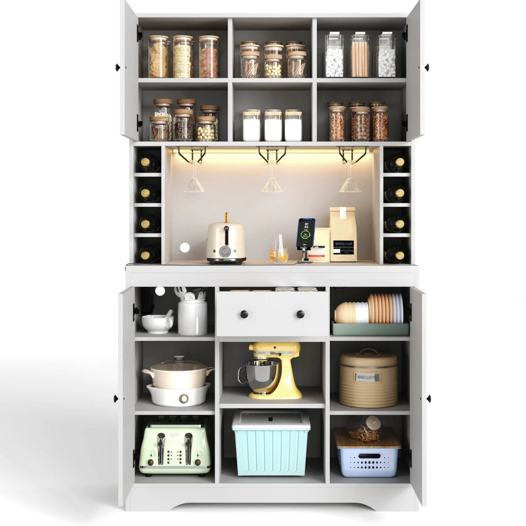 Buffet cucina con LED controllato da app; prese integrate; 180 x 105 x 40 cm; bianco